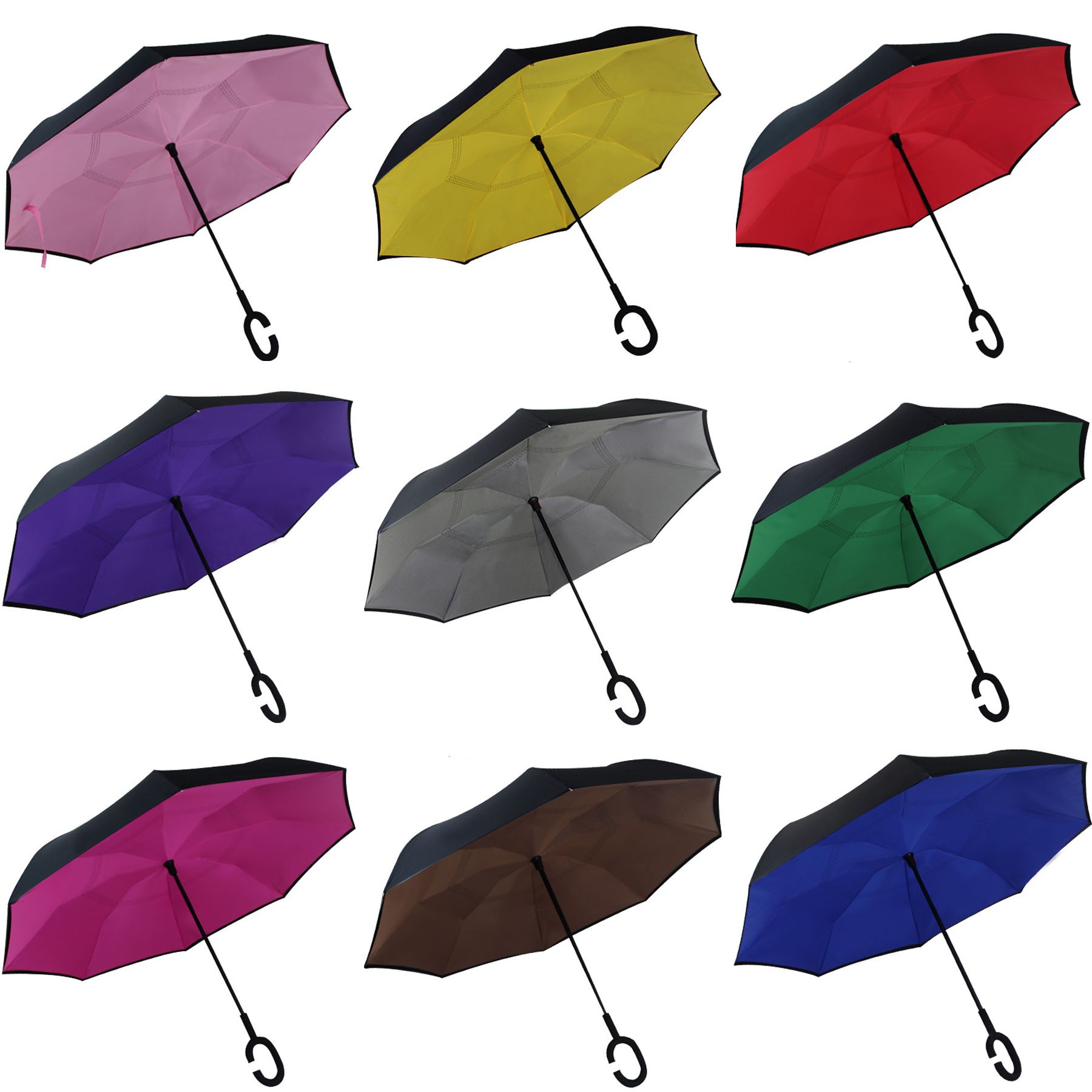 C Shape Handle Inverted Reverse Umbrella 3
