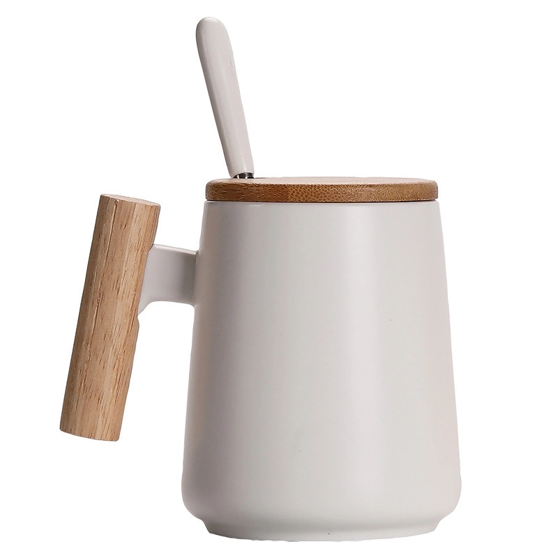 14 oz Ceramic Mug Cup With Wooden Handle 4