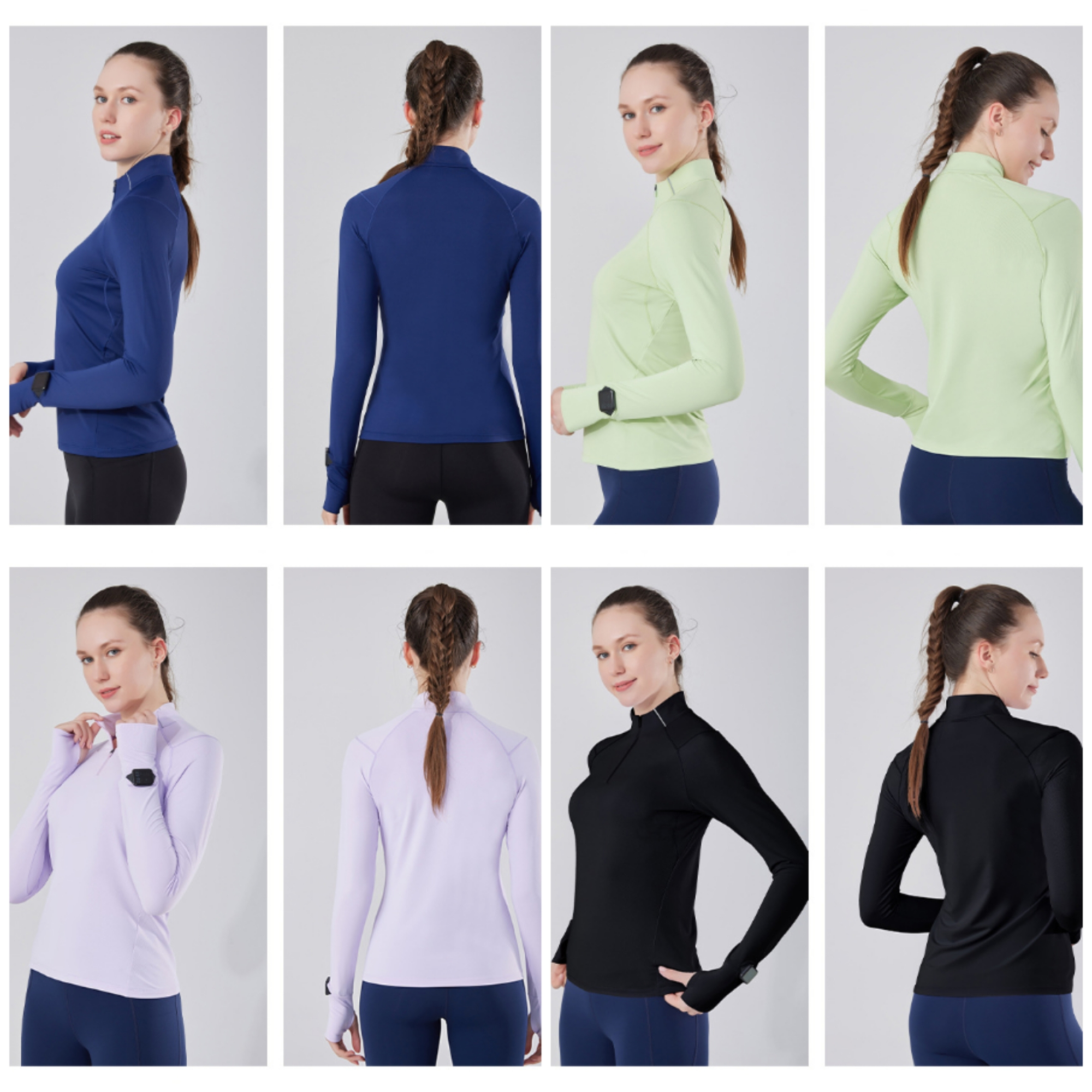 Women's Long Sleeve Quarter Zip Pullover Shirt 4