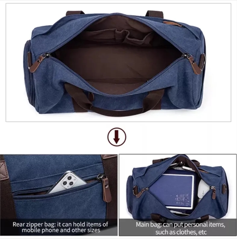 Durable Cotton Canvas Tote Bag with Shoe Pocket for Travel Gym Beach Bulk Orders 1