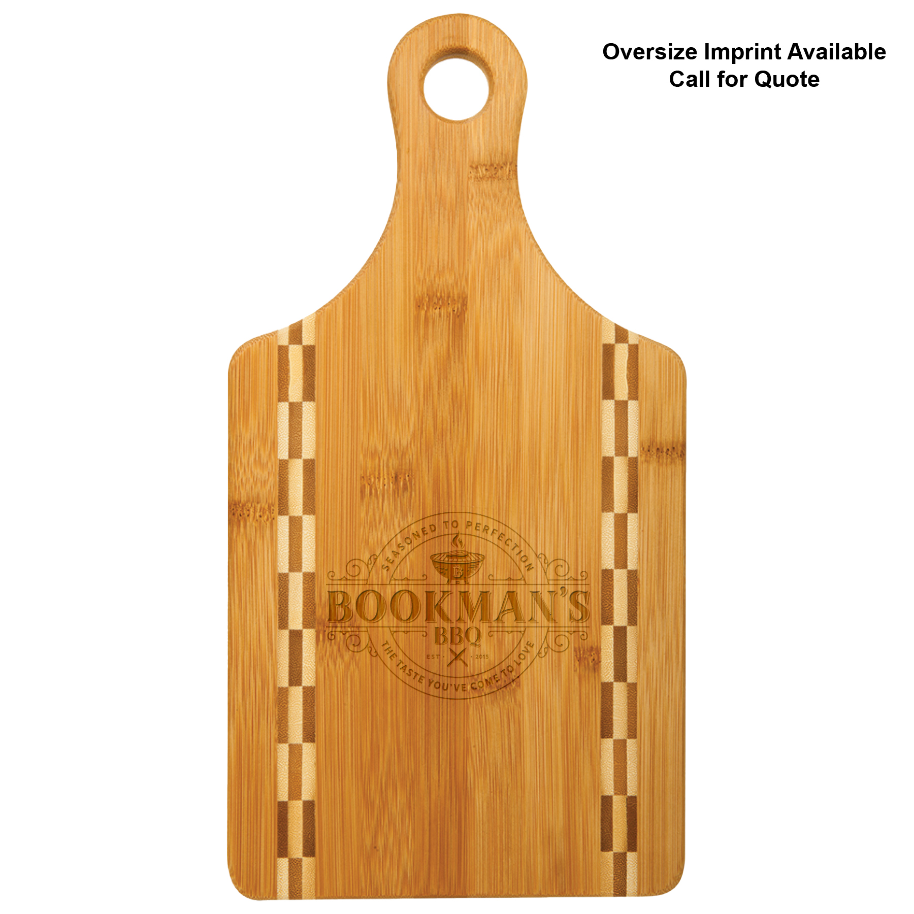 13" x 7" Paddle Shaped Bamboo Cutting Board w/ Butcher Block Inlay 4