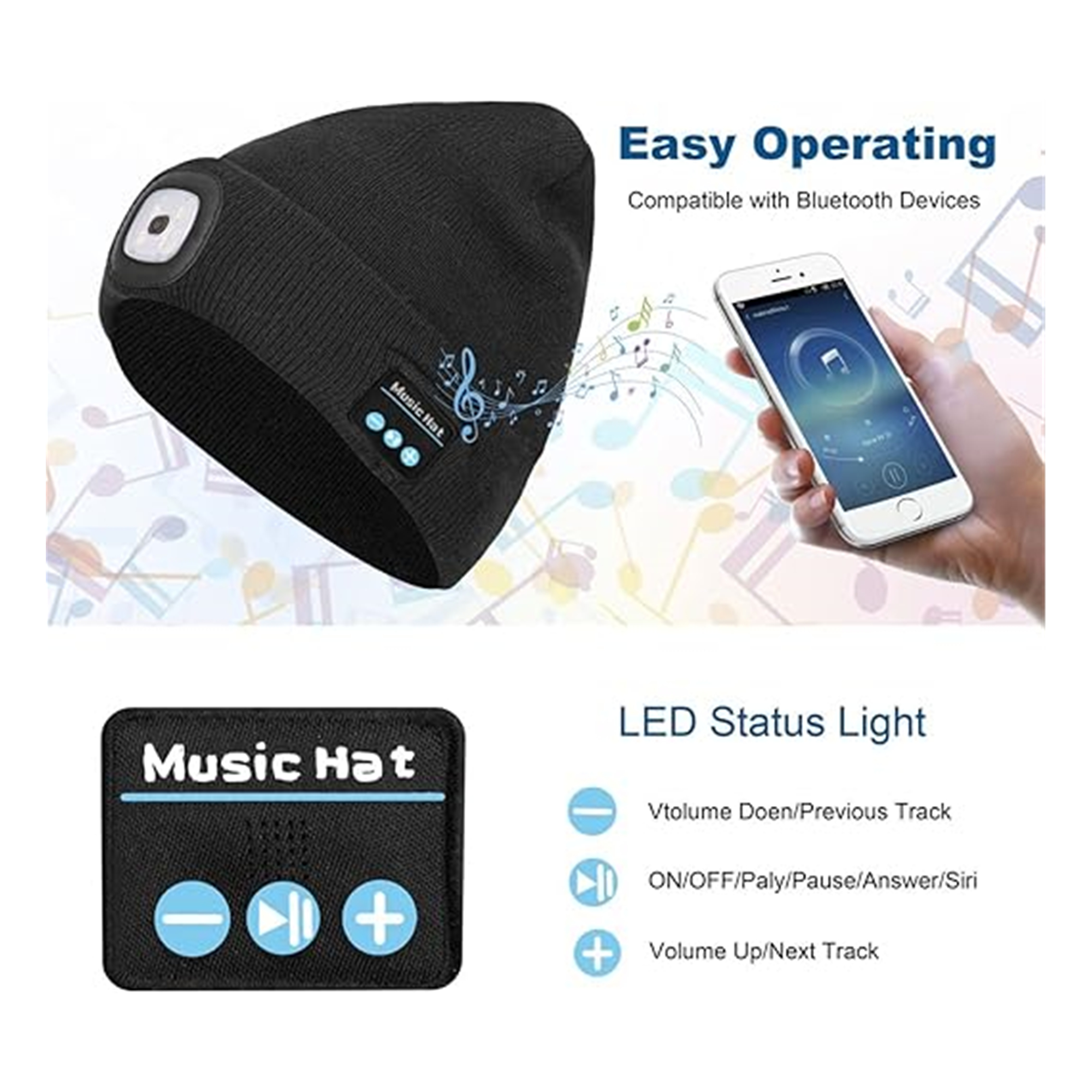 Cap With Headlamp And Built-in Speaker 3