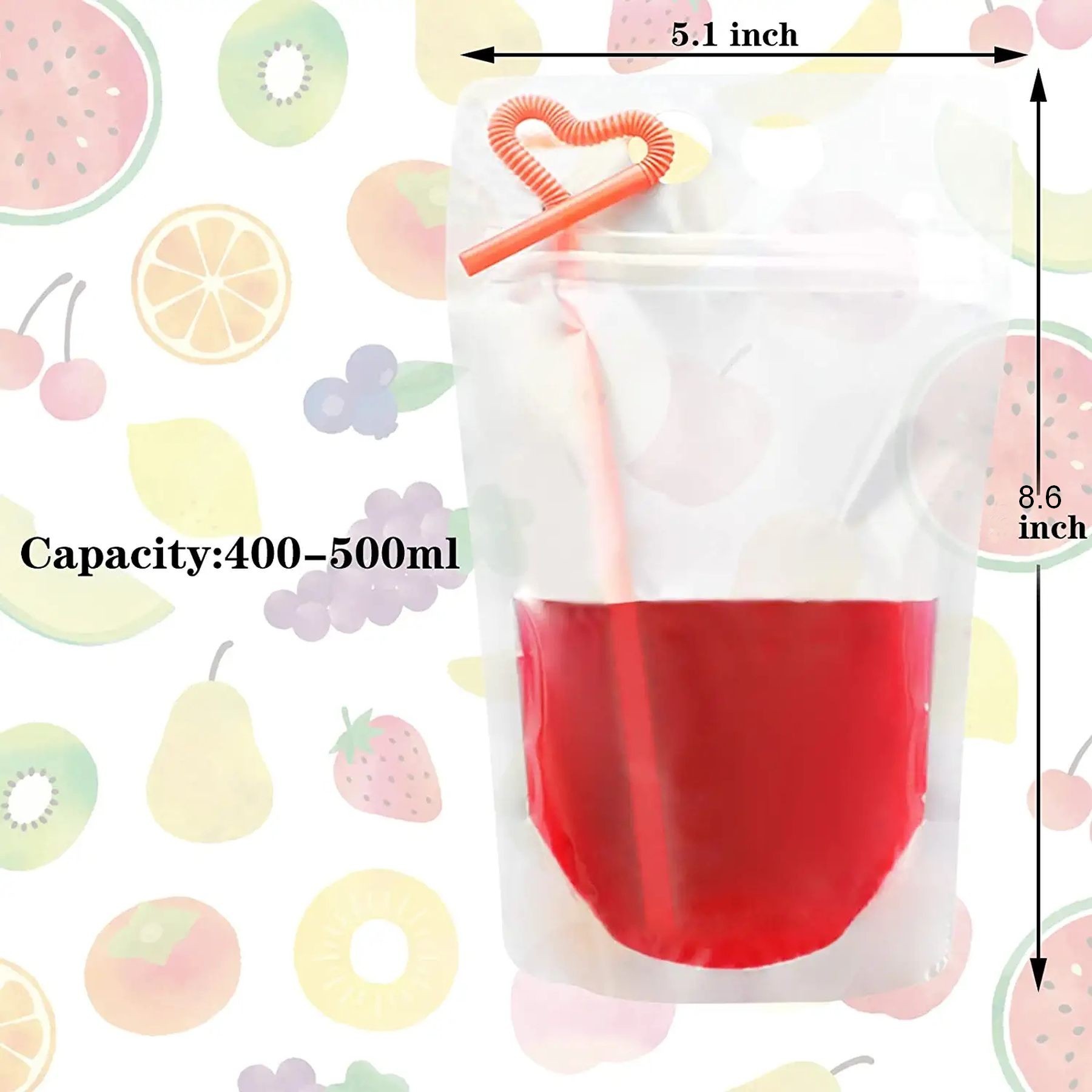 Reusable Drink Pouches Clear Drink Bags 9
