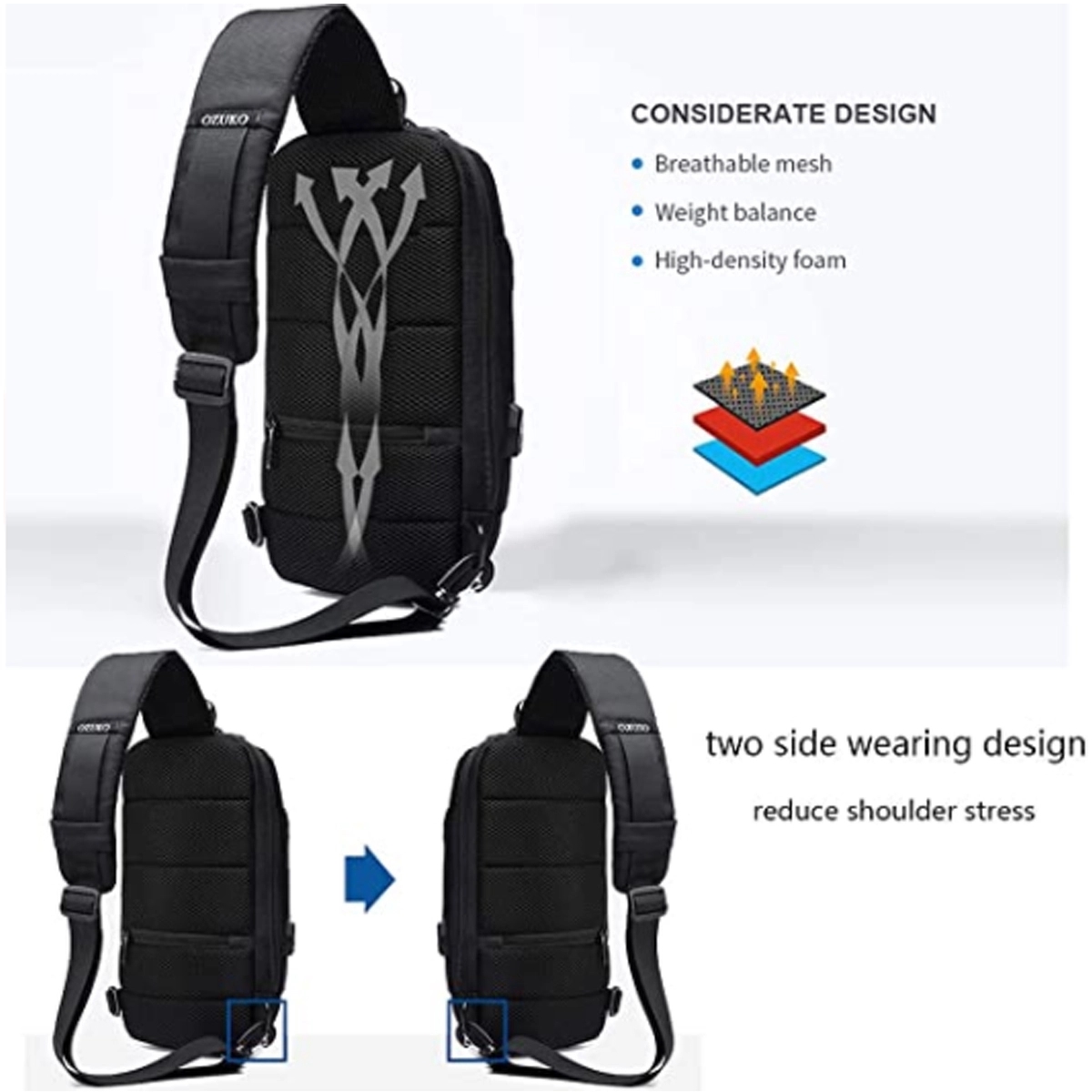 Anti Theft Sling Bag with USB Charging Port 7
