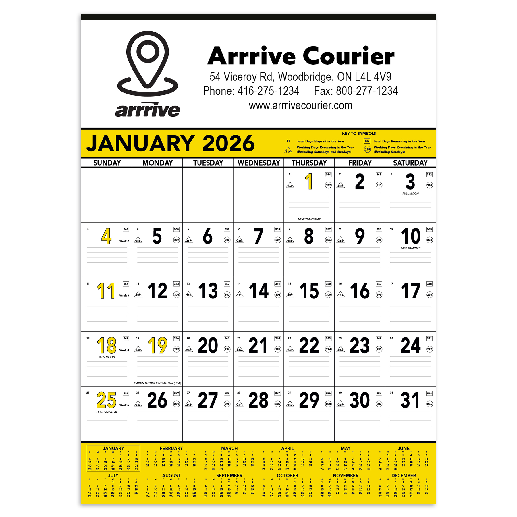 Commercial Contractor Calendar: Yellow & Black 2027 1