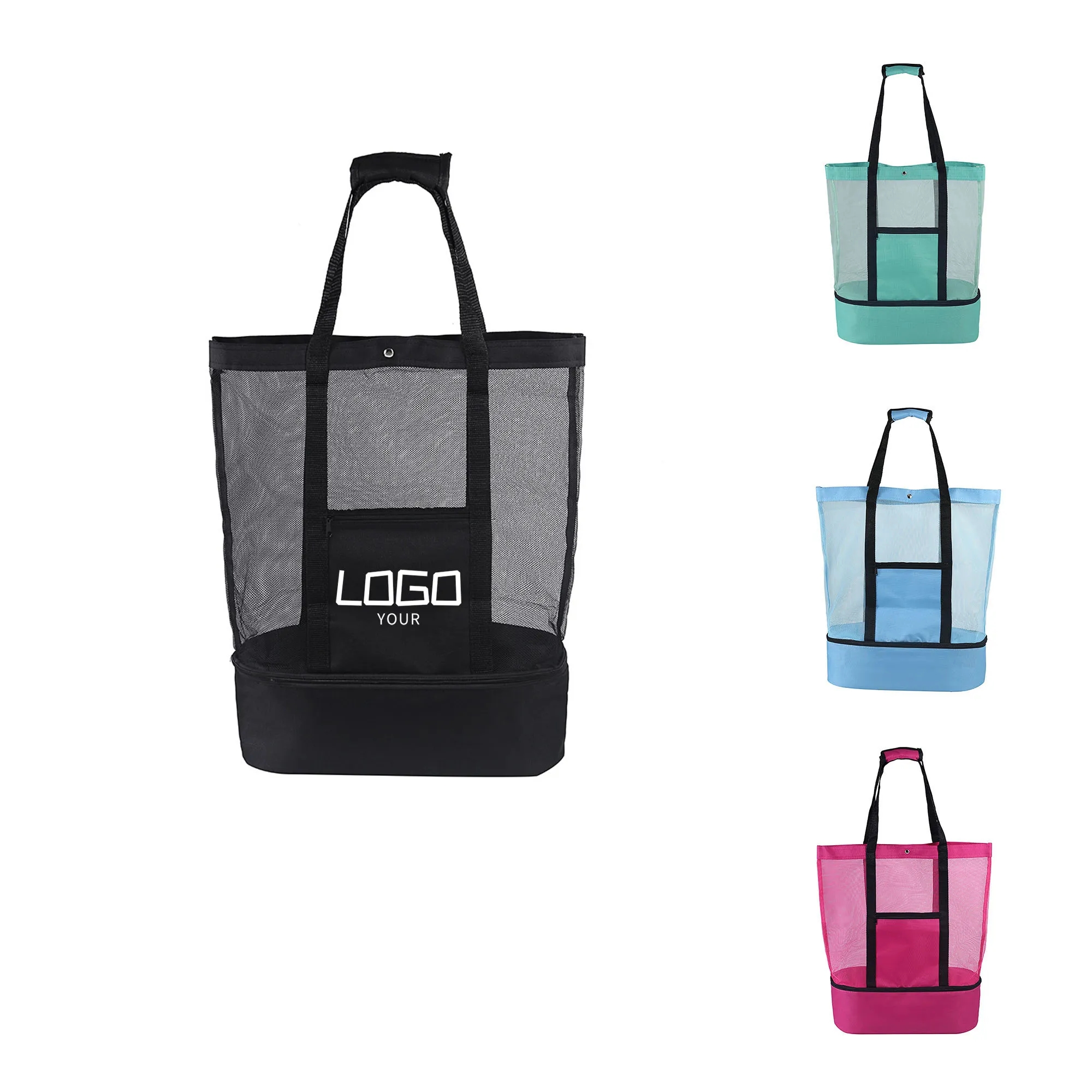 Mesh Picnic Beach Bag, custom tote bag with logo imprint 2