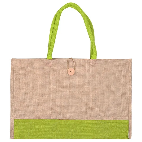 Color Block Jute Tote Bag, custom tote bag with logo imprint 7