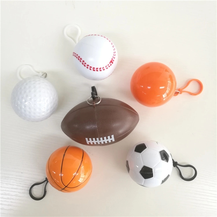 Ball Shaped Disposable Hooded Poncho with Keychain 3
