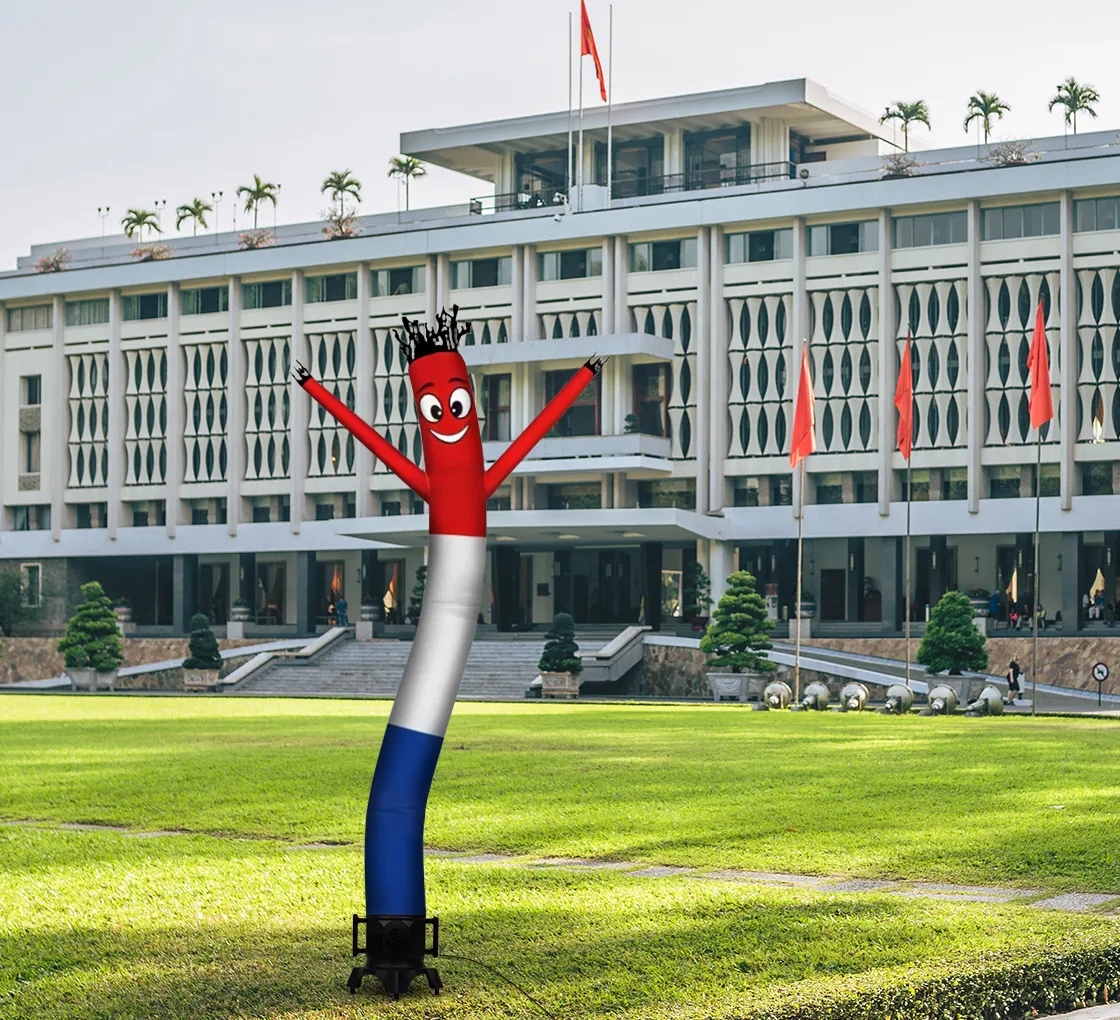 Red White Blue Inflatable Tube Man with blower 2