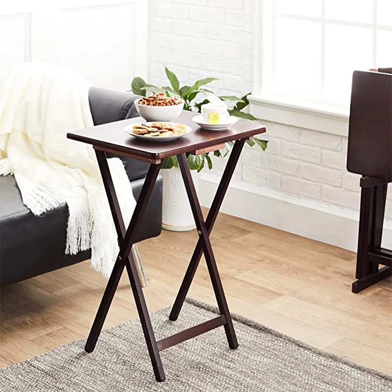 Basics Classic Tv Dinner Folding Trays With Storage Rack 3