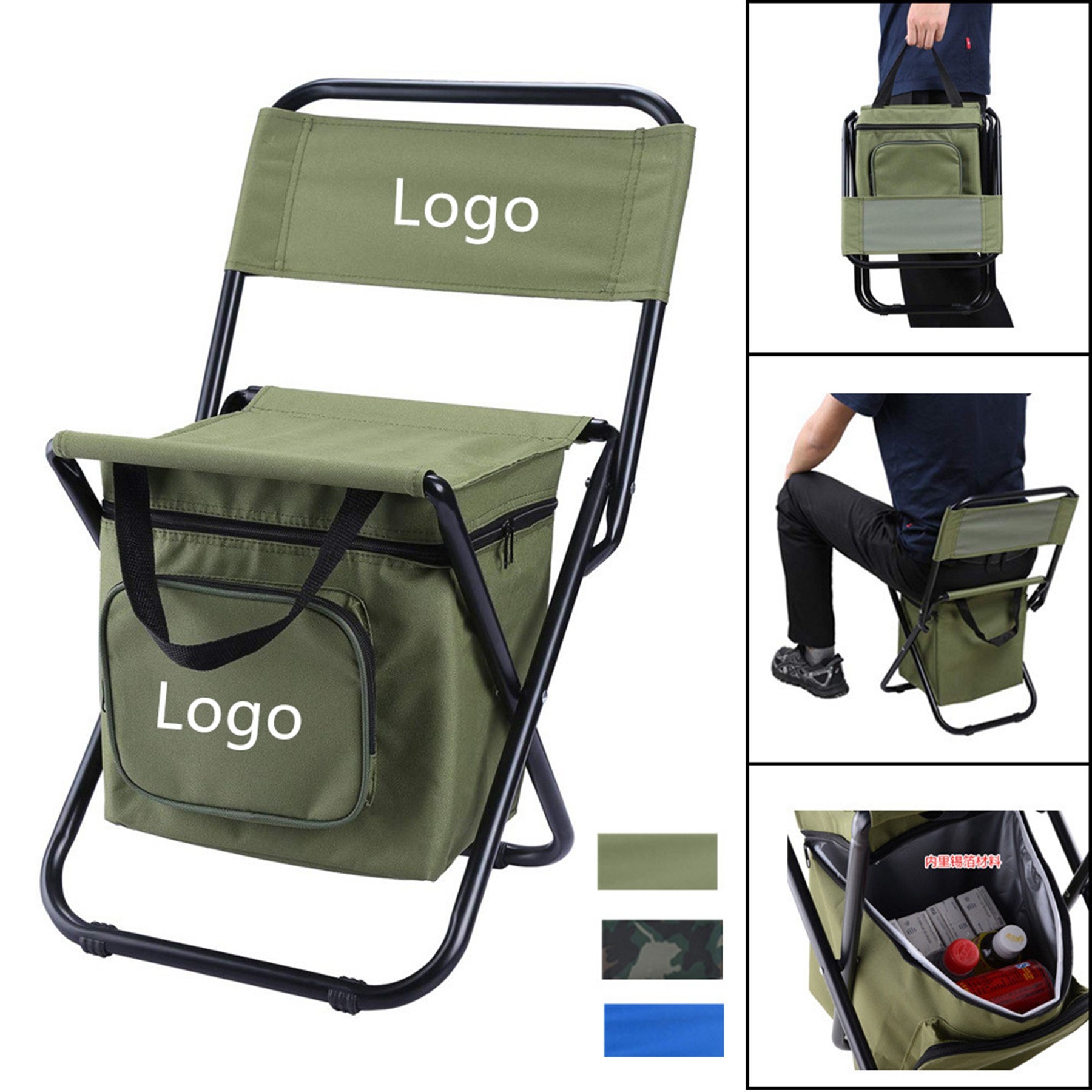 Camping Chair with Cooler Insulated Bag