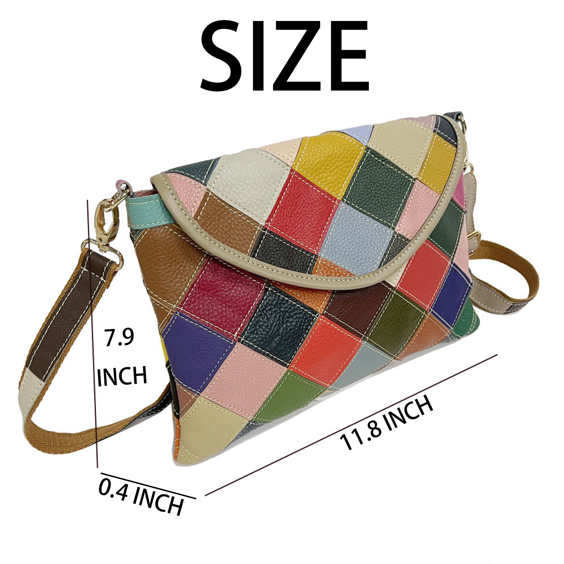 Genuine Leather Lingered panels shoulder cross-body bag 2