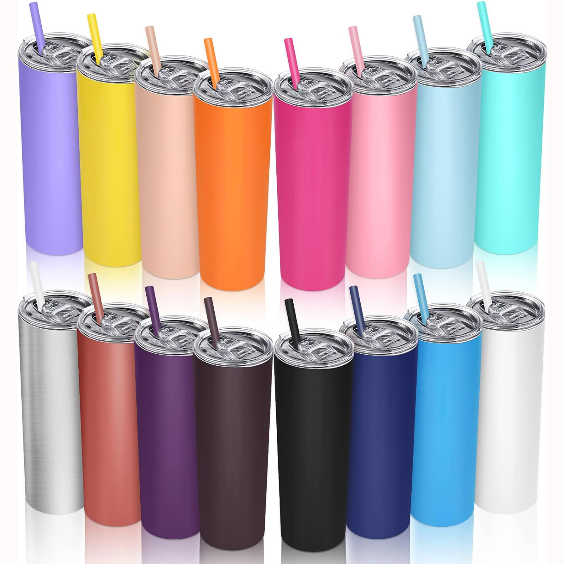 Skinny Tumblers with Straws and Lids 9