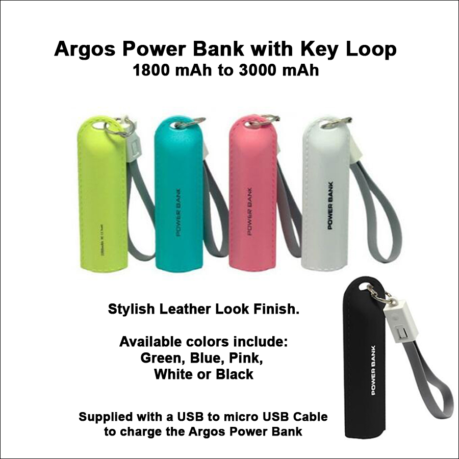 Argos Power Bank with a Key Loop 2200 mAh