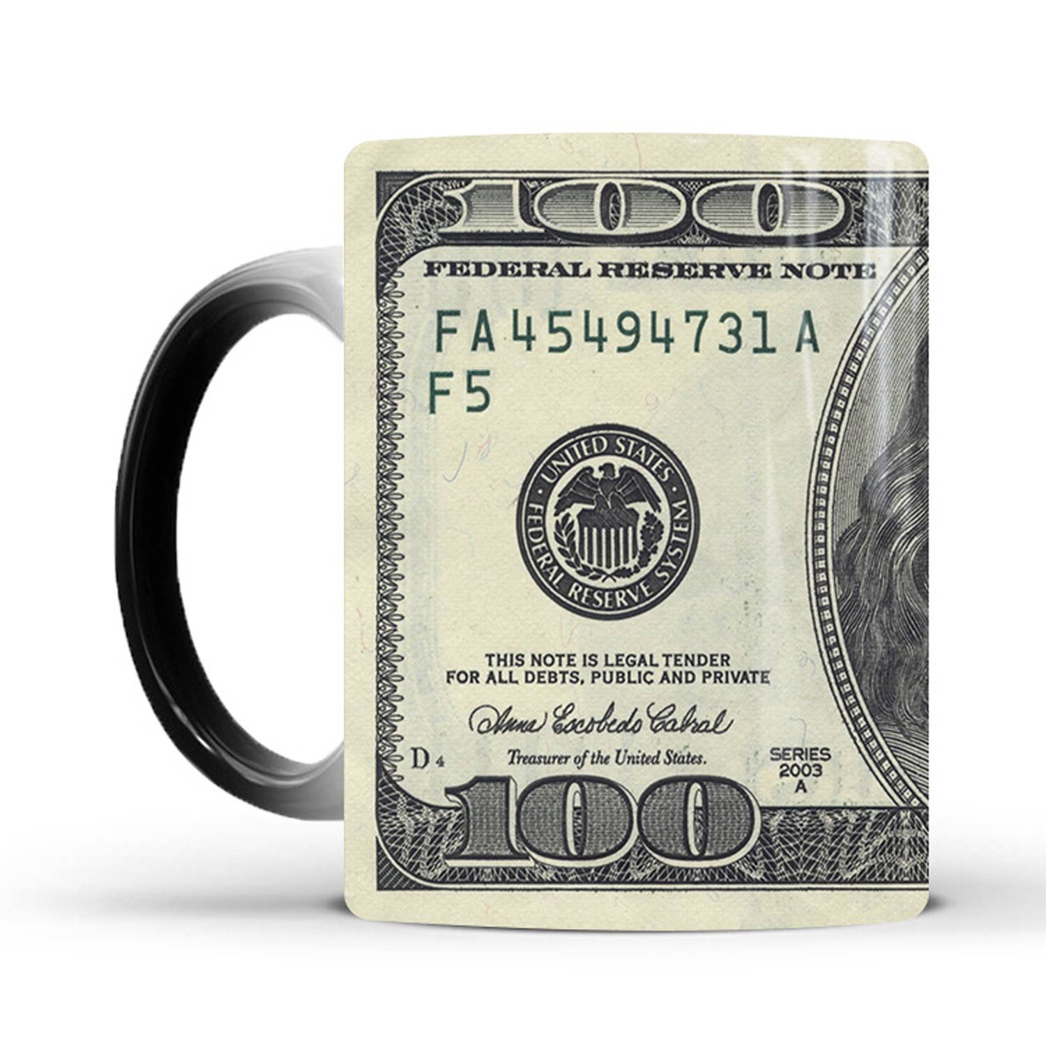 11.8oz Thermal Dollar Design Color Changing Ceramic Mug 3