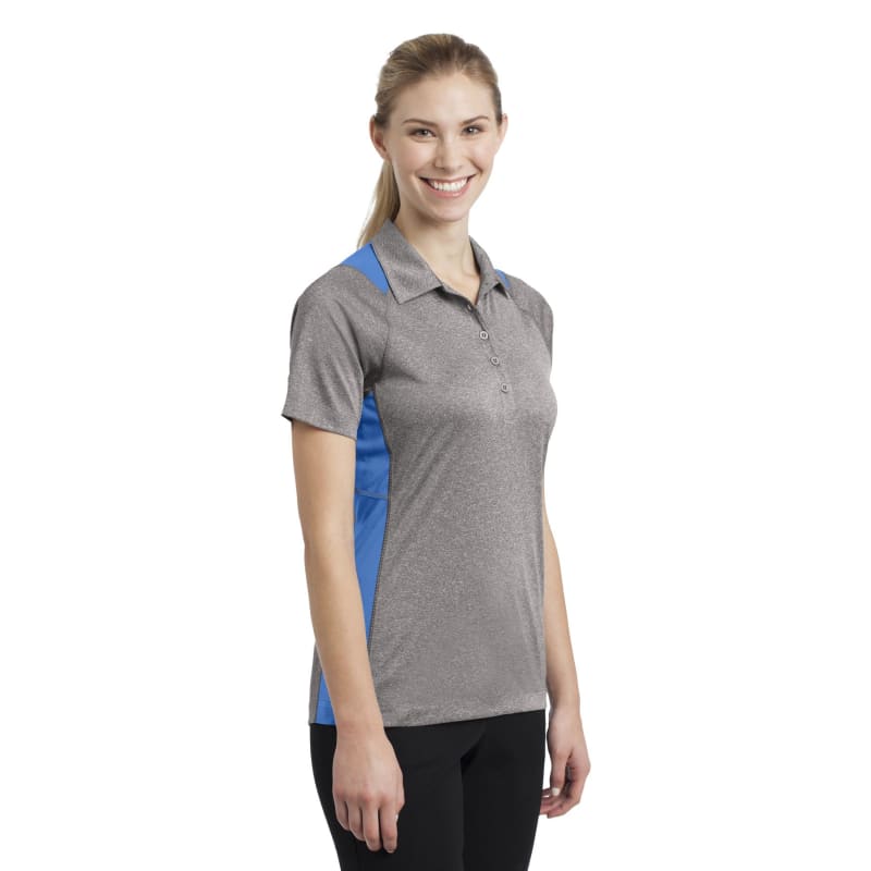 Sport-Tek Women's Heather Colorblock Contender Polo. 87