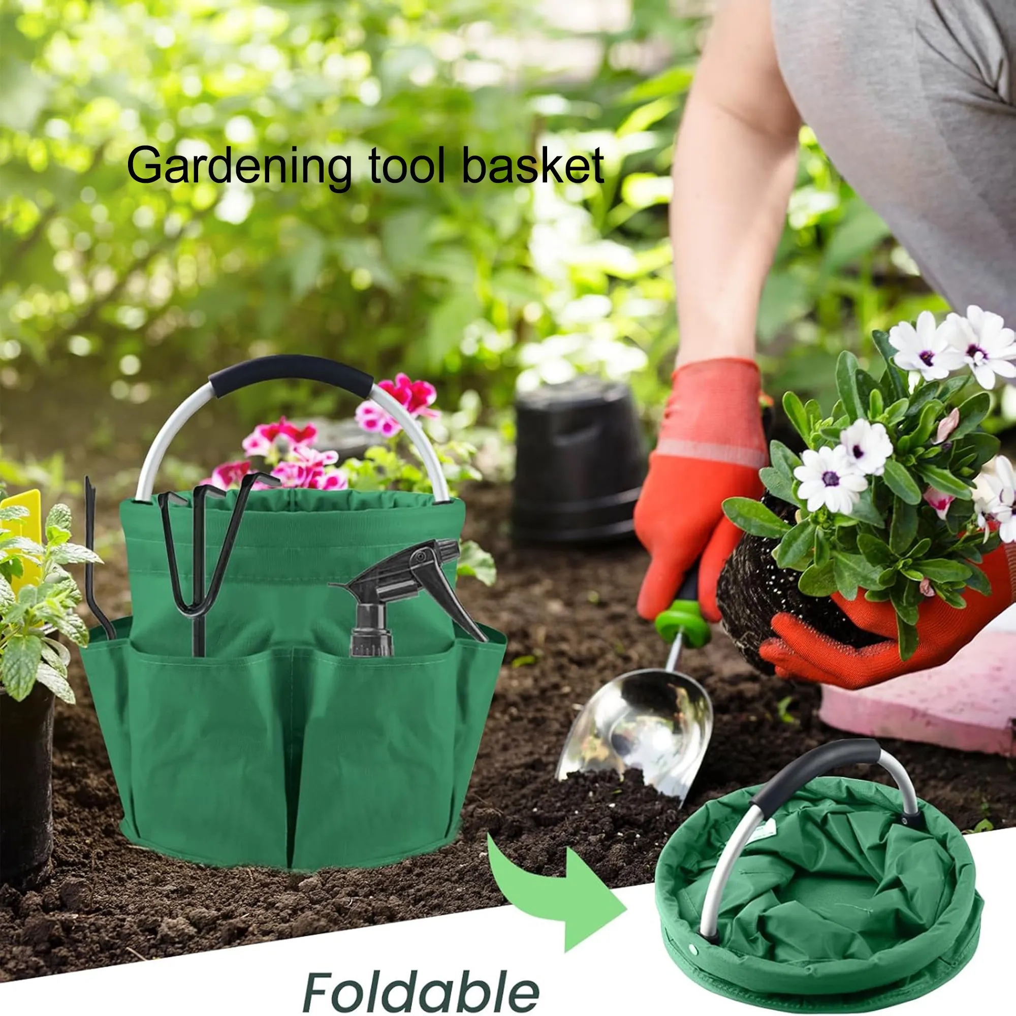 Foldable Tool Basket with Handle 4