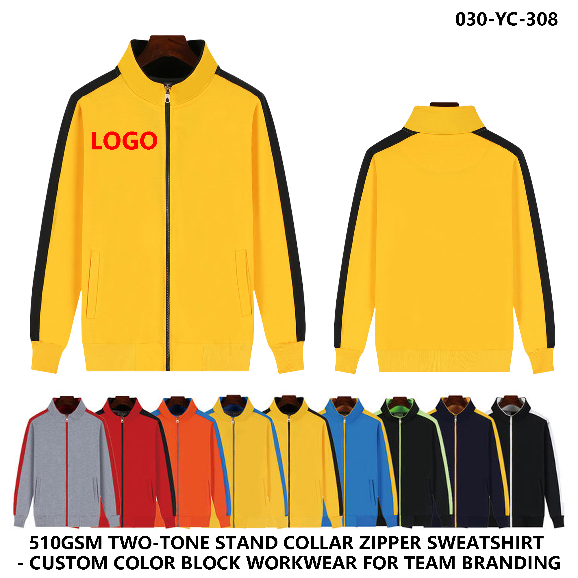 Color Block Custom Logo Thin Hoodie Jacket ?C Unisex 3