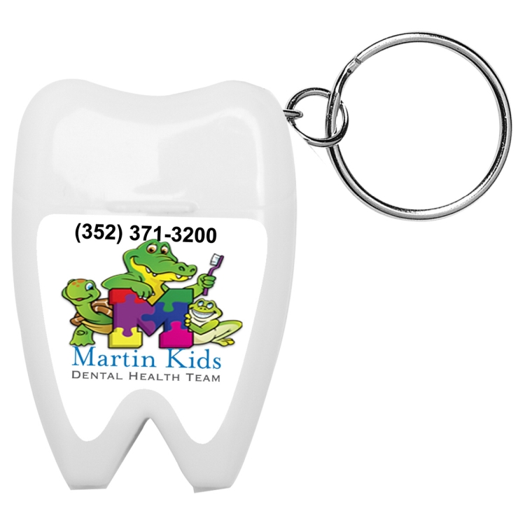 "Happy Teeth" Tooth Shaped Dental Floss Dispenser with Keyring 1