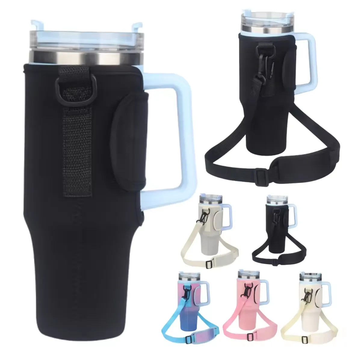 40 Oz. Adjustable Shoulder Strap Tumbler Sleeve Carrier Bag 6