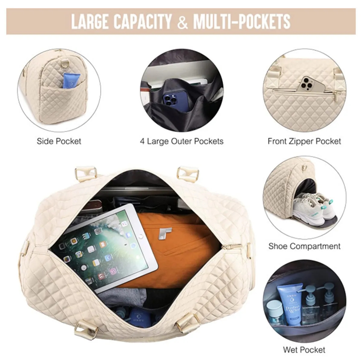 Travel Duffle Bag Weekender Overnight for Women 4