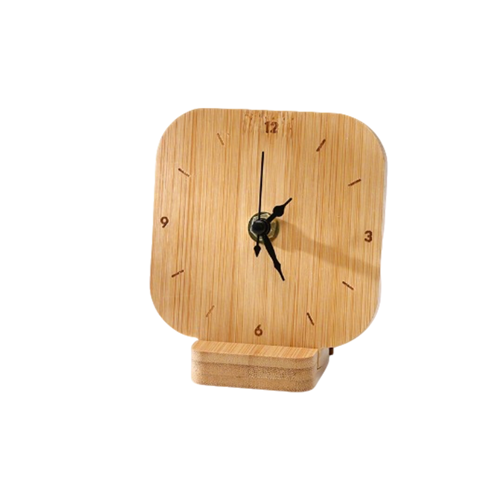 Natural Bamboo Desk Clock Minimalist Grain Face 5