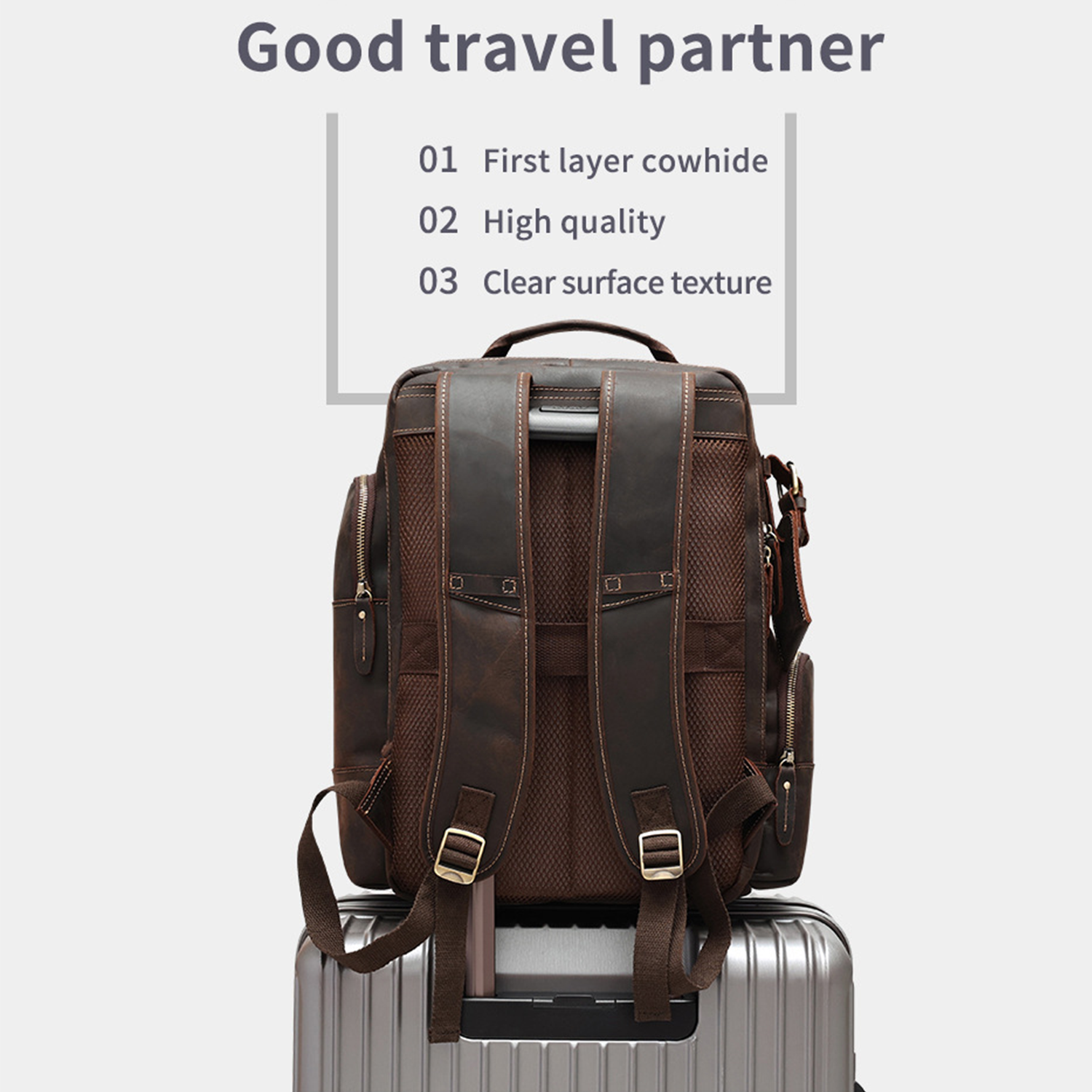 Vintage Genuine Leather Laptop Backpack 6