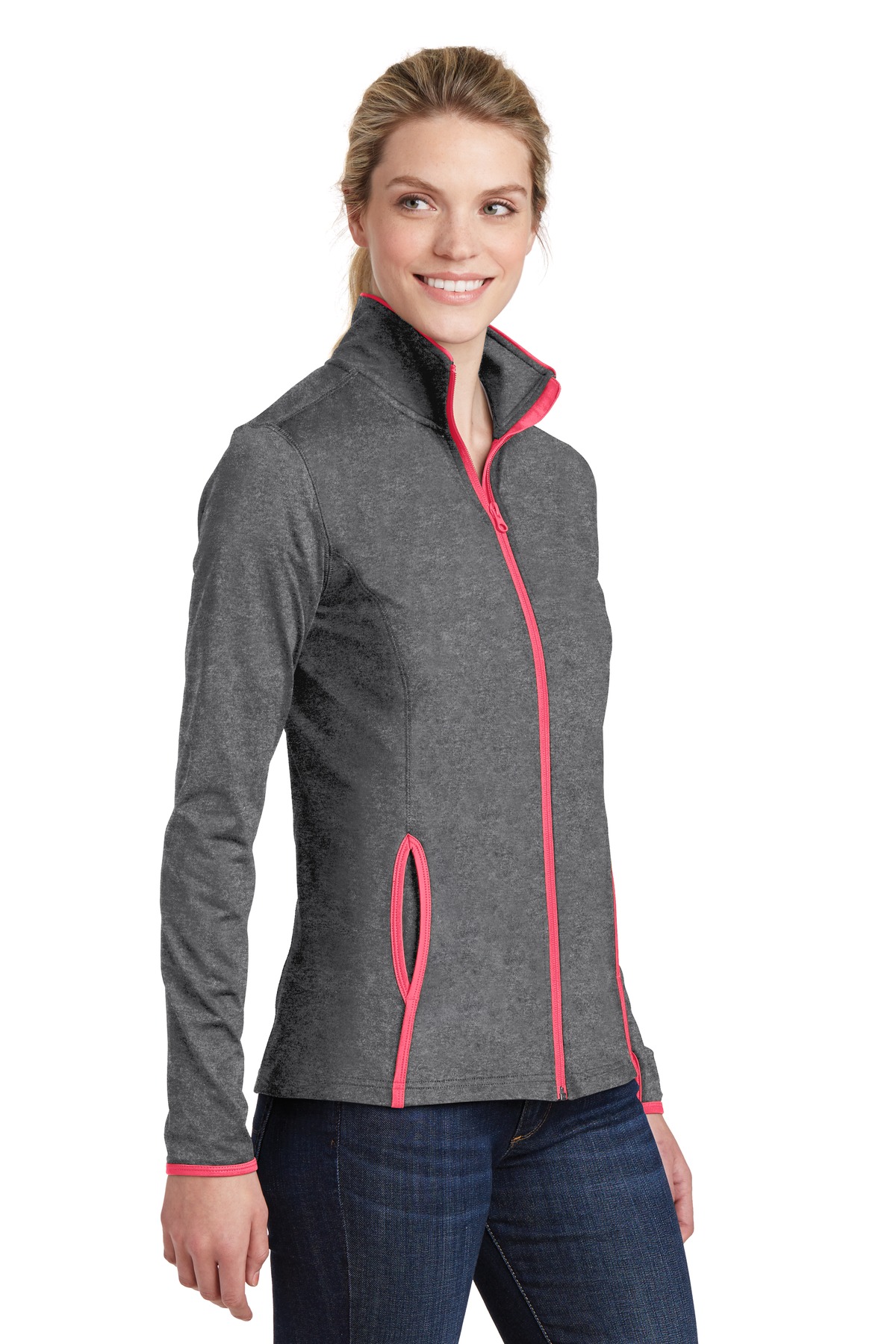 Sport-Tek Women's Sport-Wick Stretch Contrast Full-Zip Jacket. LST853 14