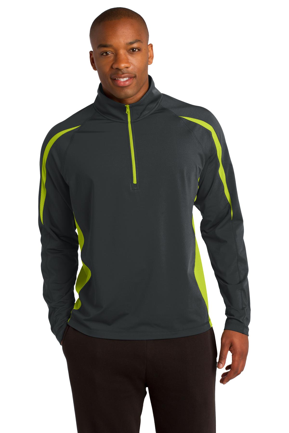 Sport-Tek Sport-Wick Stretch 1/4-Zip Colorblock Pullover. ST851, custom hoodie or sweatshirt with logo imprint 39