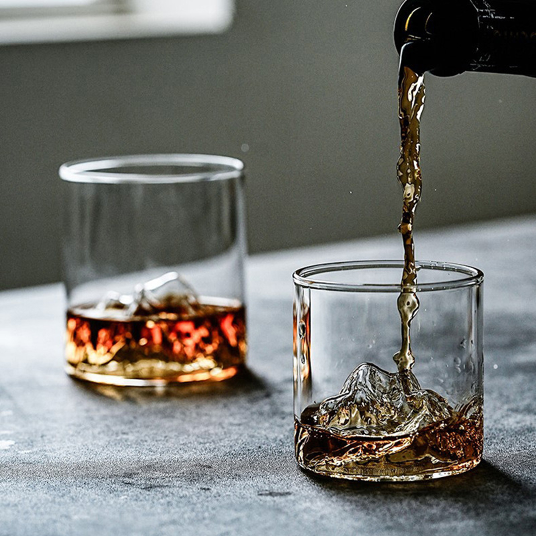 Clear Transparent Volcano Shape Whiskey Glass Cup 2