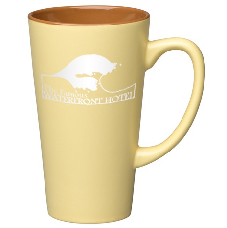 Ceramic Brown in/Matte Yellow out Tall Latte 16 oz