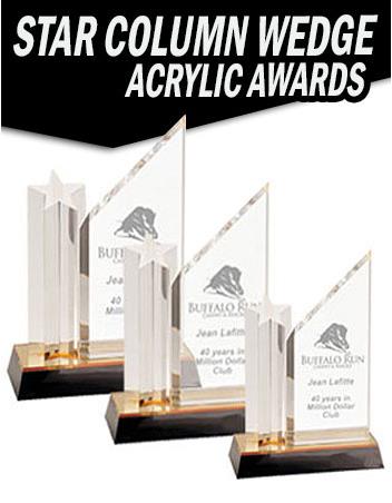 Acrylic 7" Star column w/wedge, Gold/Black base 2