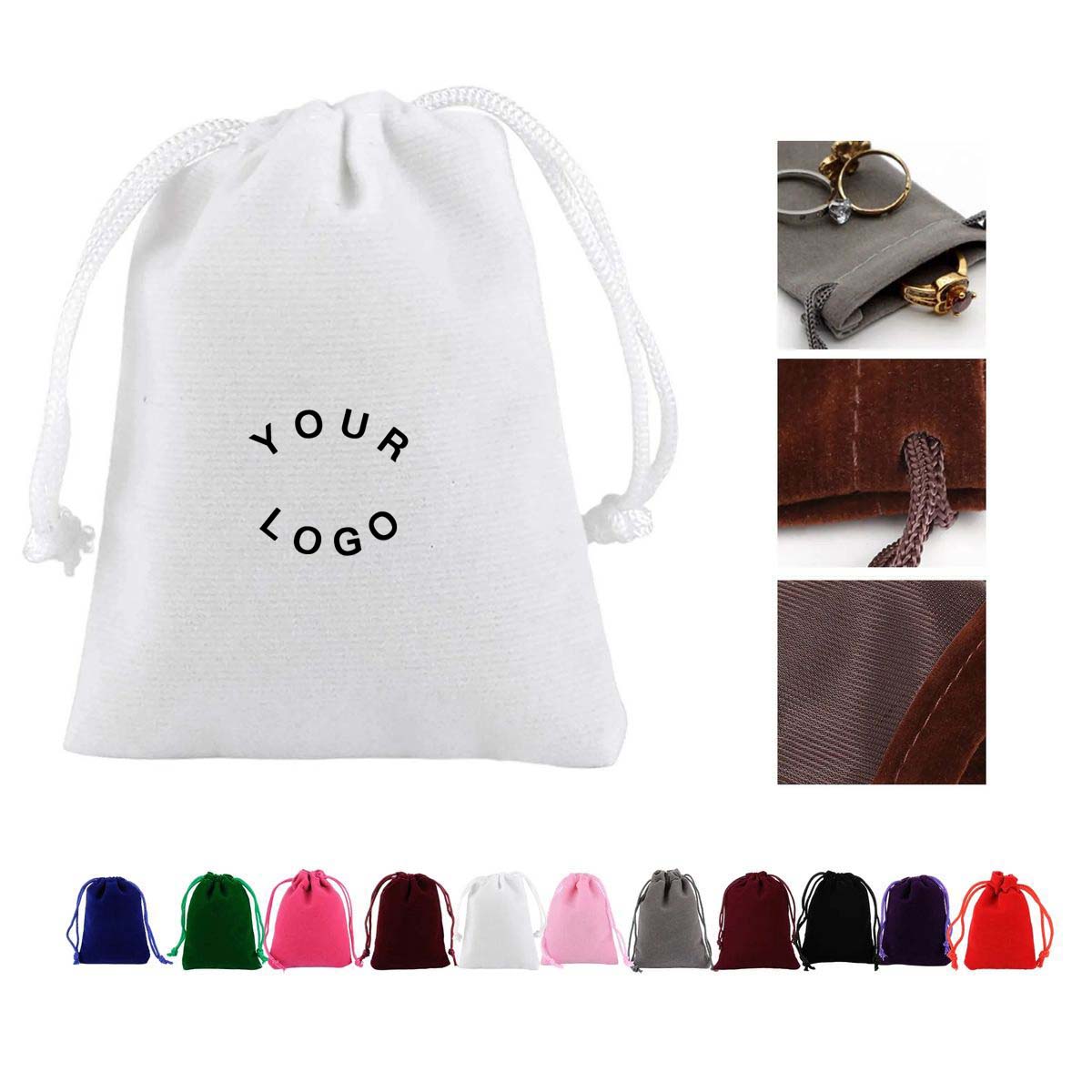 Flocking Jewelry Pouch with Drawstring Closure 1
