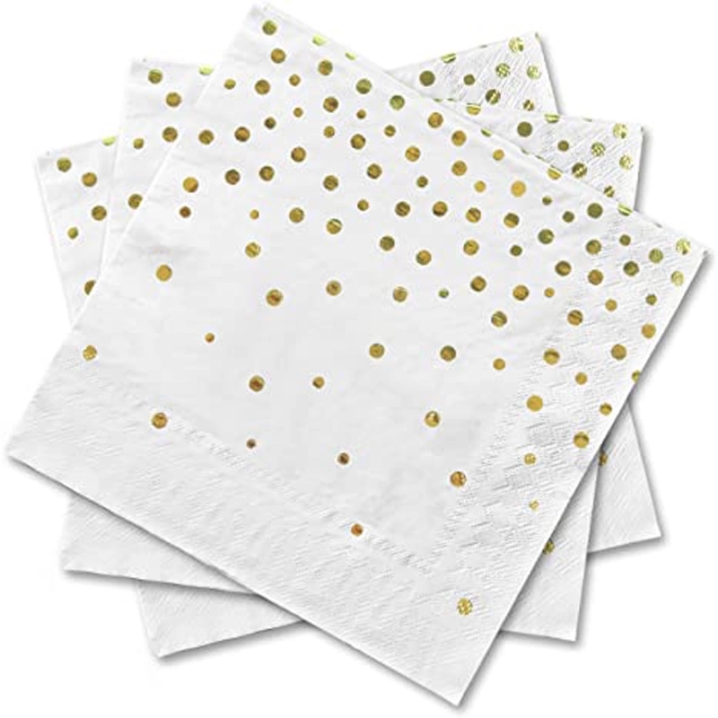 Custom Gold Dot Confetti Paper Napkins 2