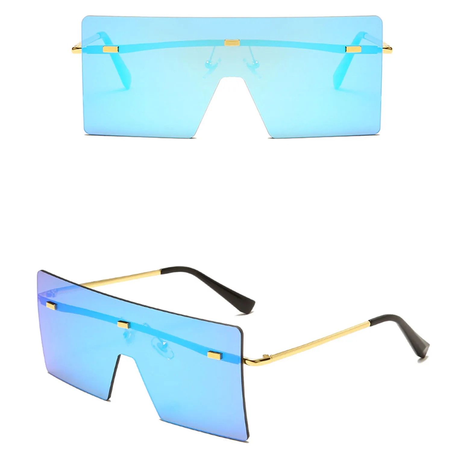 Retro Rimless Rectangle Sunglasses 6