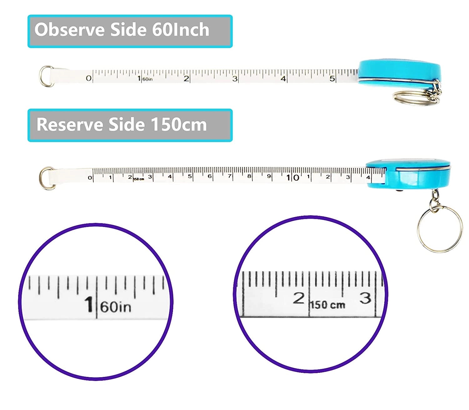 60 Inch Retractable Measuring Tape Keychanin 9