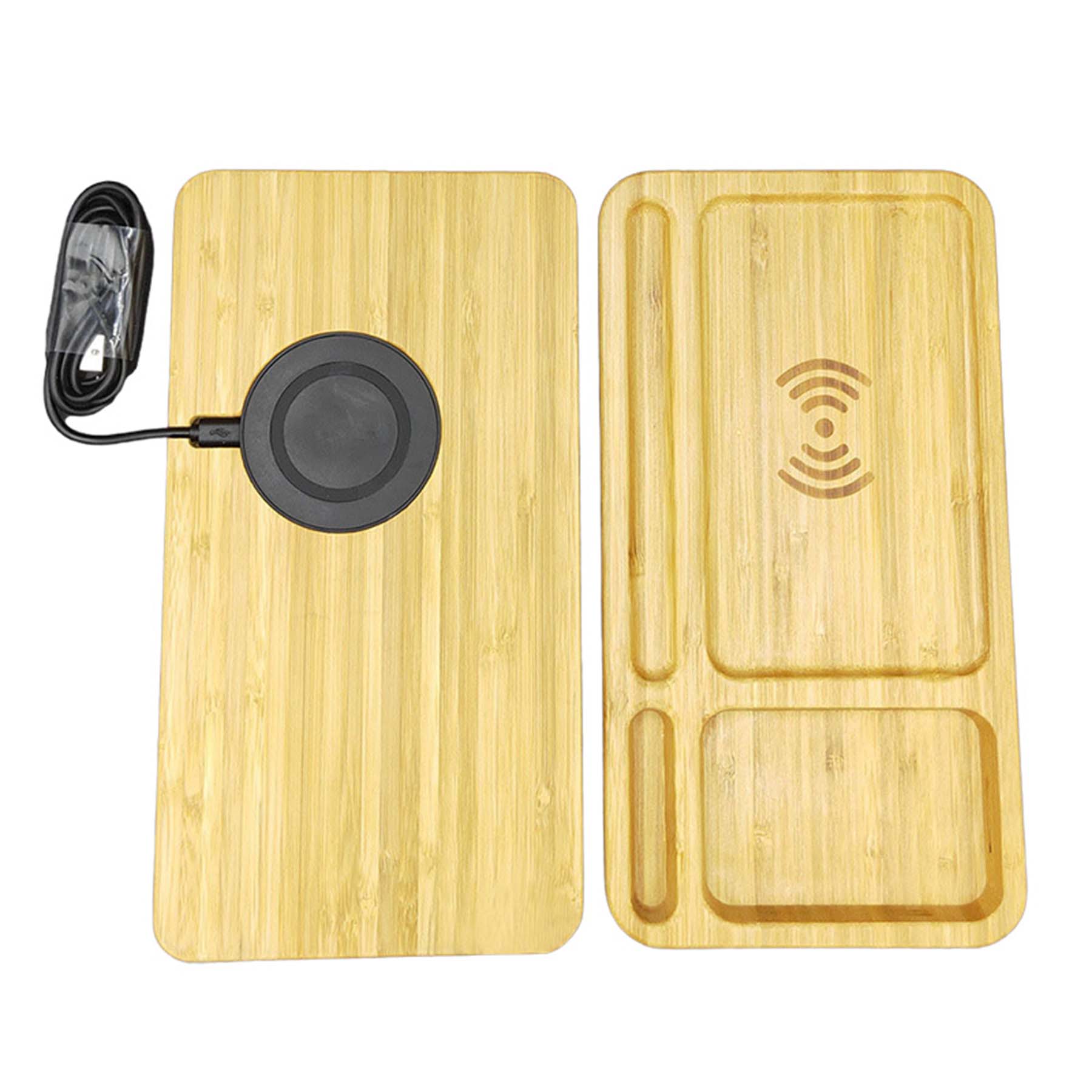 Bamboo Wireless Charging Custom Desktop Organizer 4