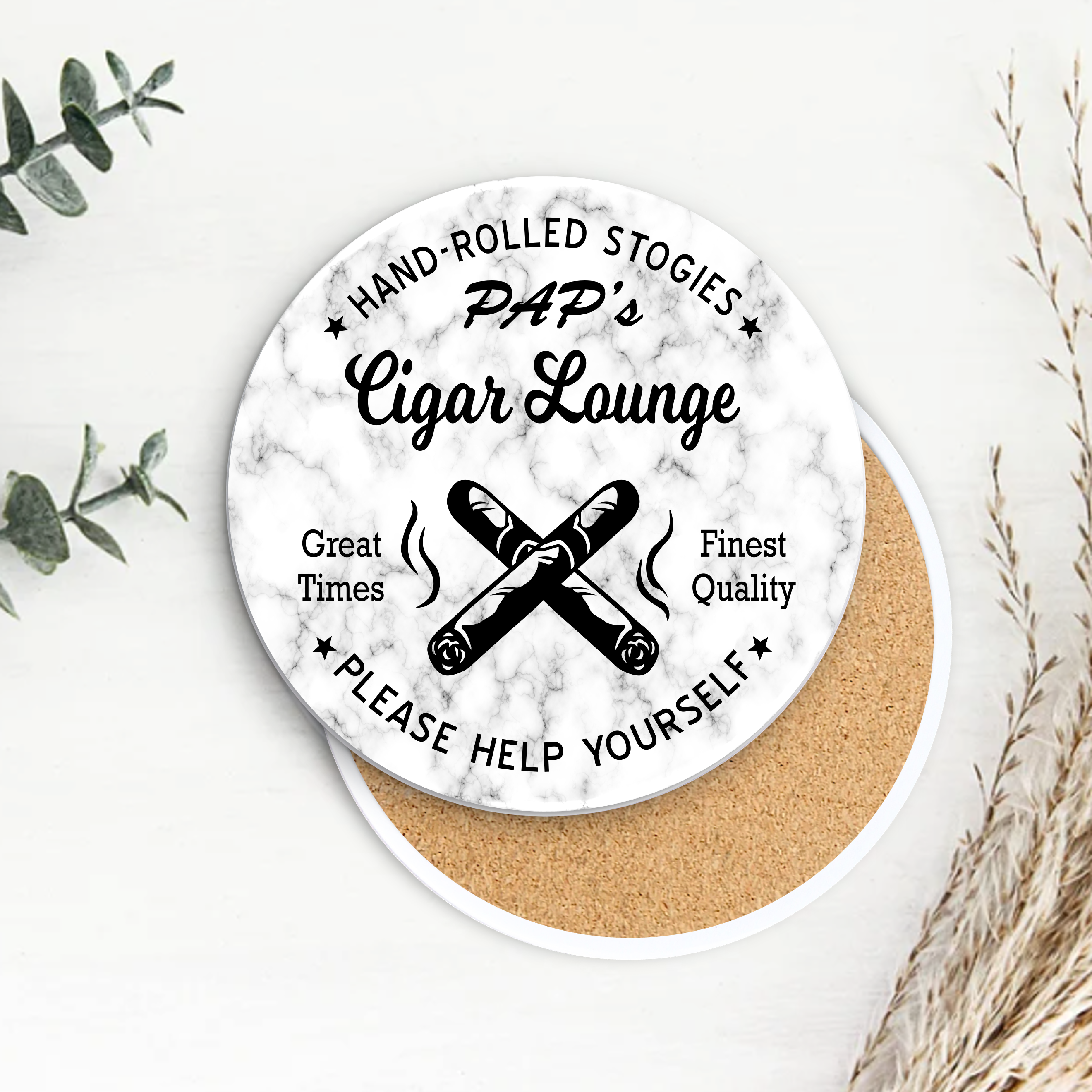 Semi-Gloss White Ceramic Round Coaster 33