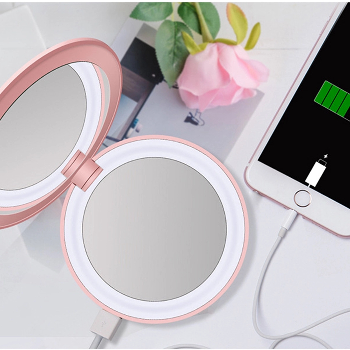 Led Travel Makeup Mirror Wired Charger 3