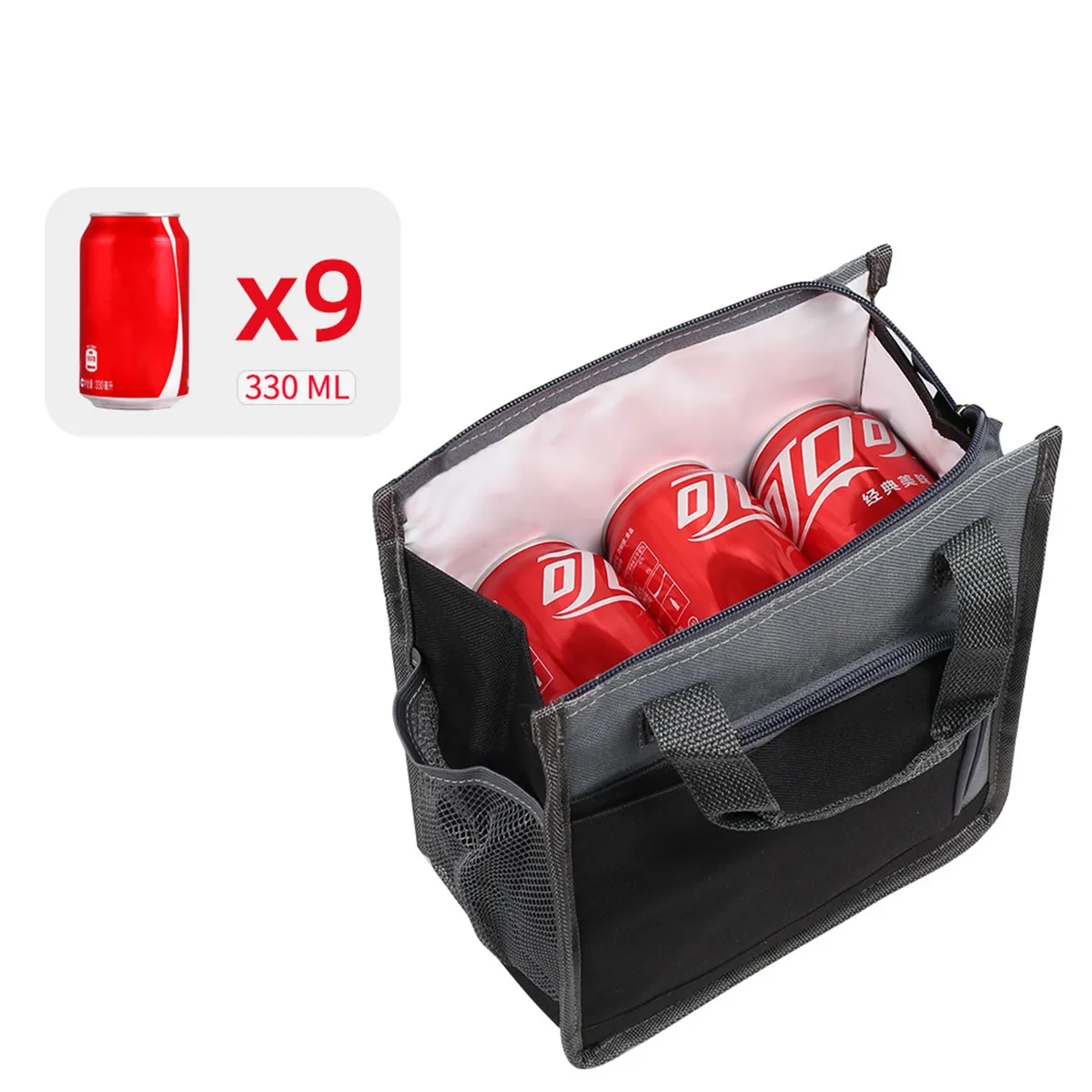 Portable Insulated Lunch Cooler Bag With Front & Mesh Pocket 6