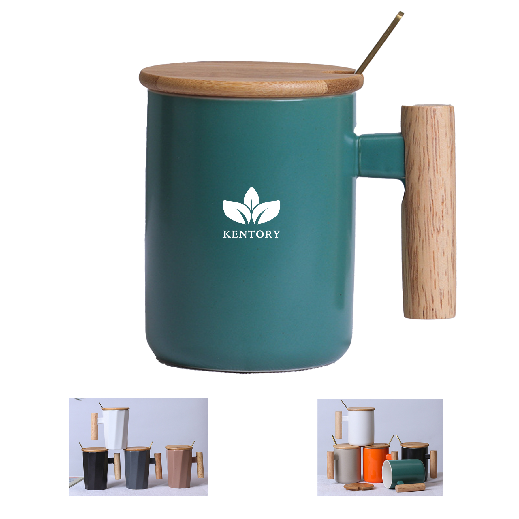 12Oz Ceramic Coffee Mug With Lid And Spoon 2