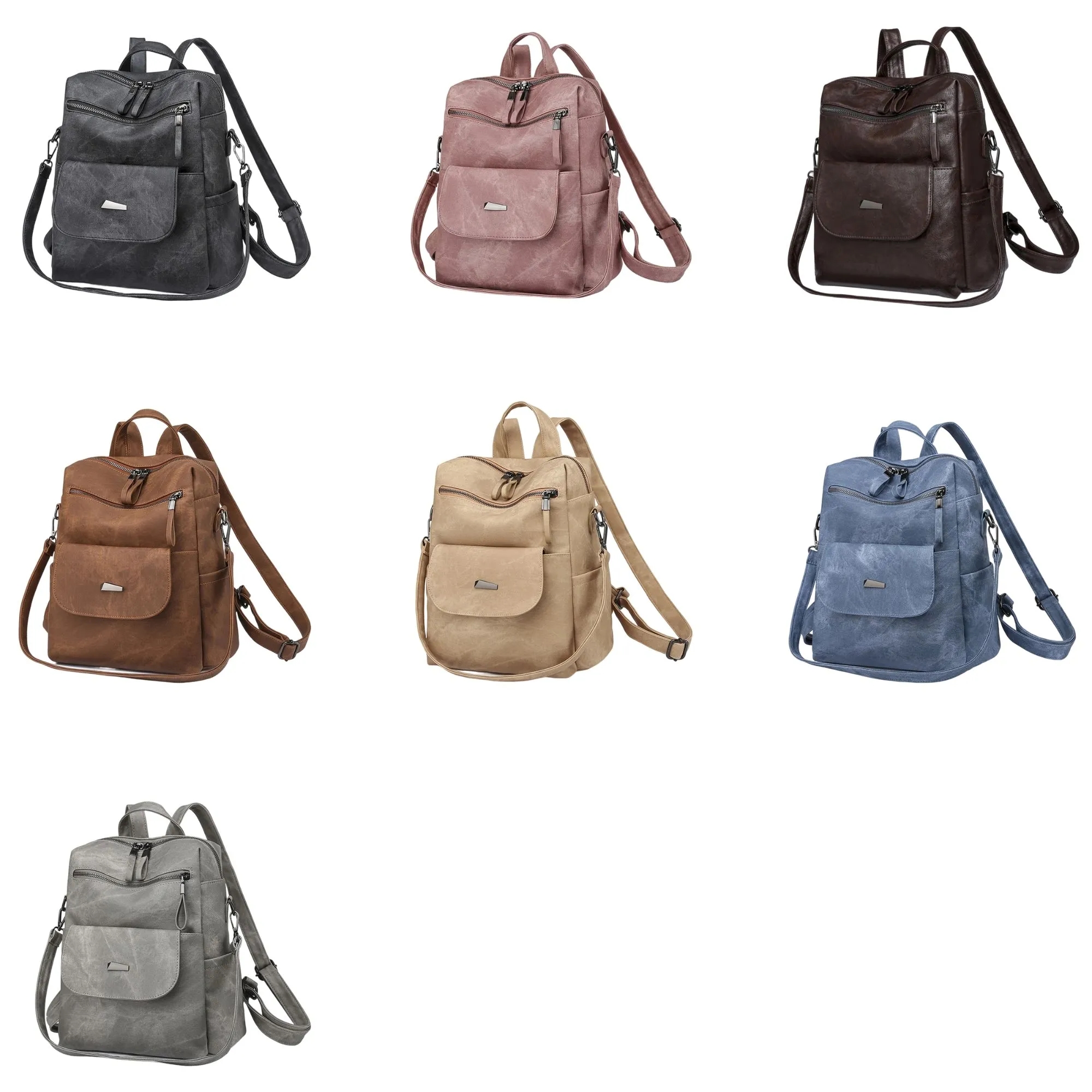 Large Capacity PU Leather Women's Backpack 1