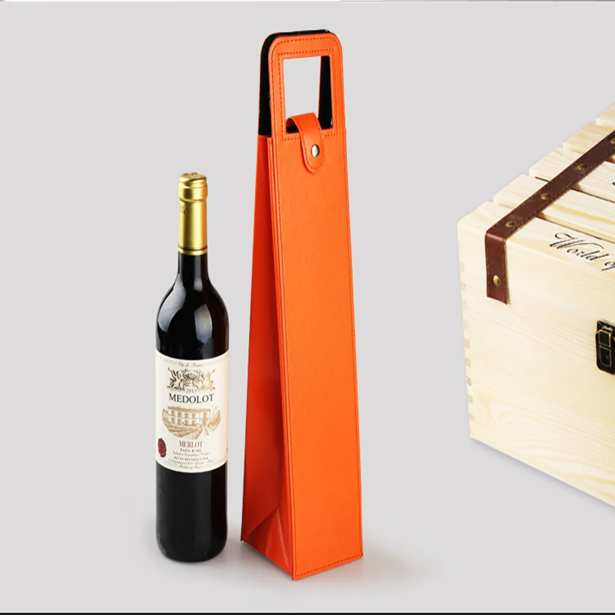High Quality Leather Durable Portable Wine Bottle Carrier 4