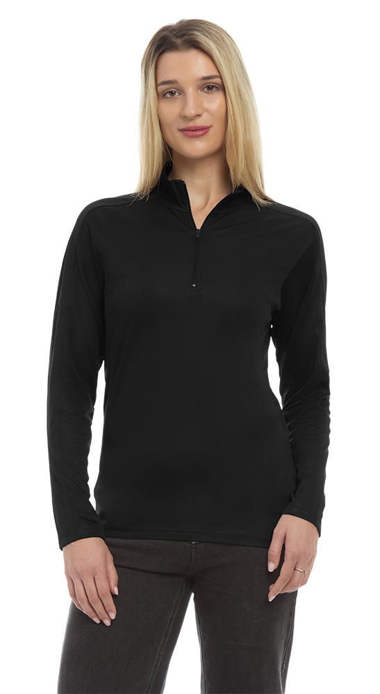 Ladies' Wicking L/S Solid Zip Pullover, custom hoodie or sweatshirt with logo imprint 49