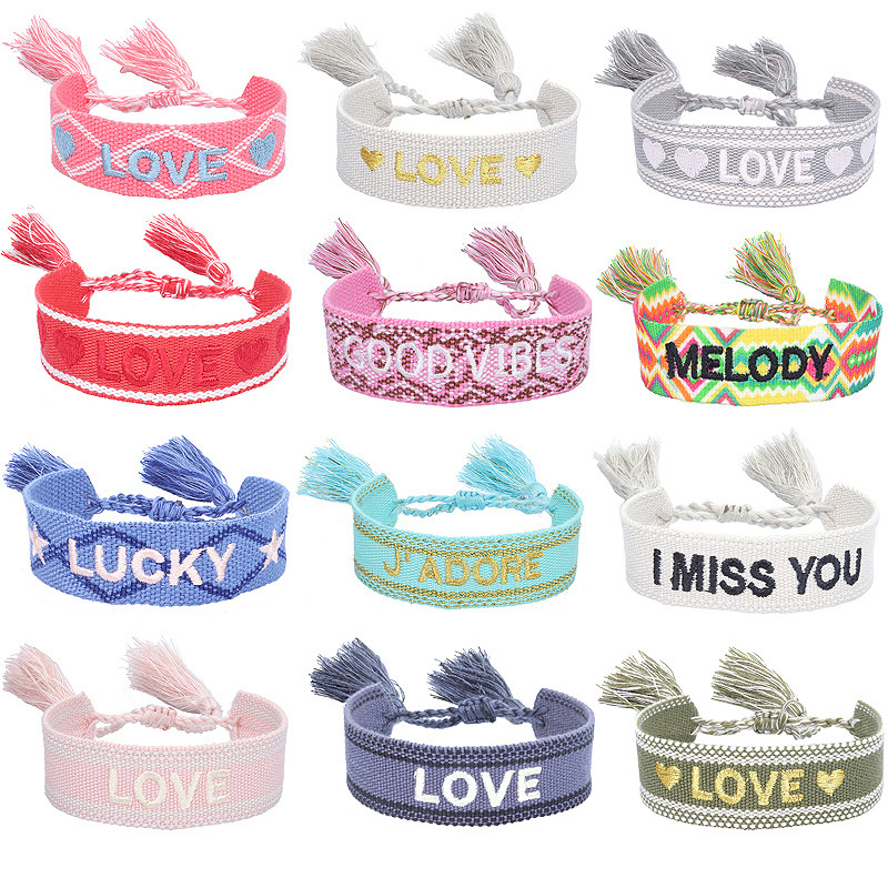 Embroidery Bracelet Woven Wristband With Tassels 2
