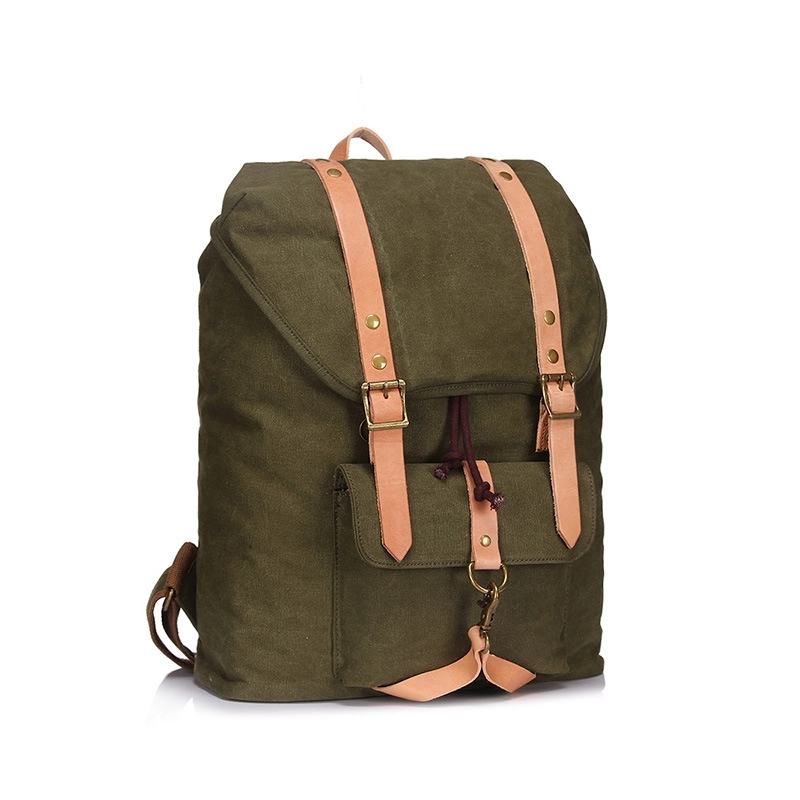Vintage Canvas Leather  Drawstring Backpack 4