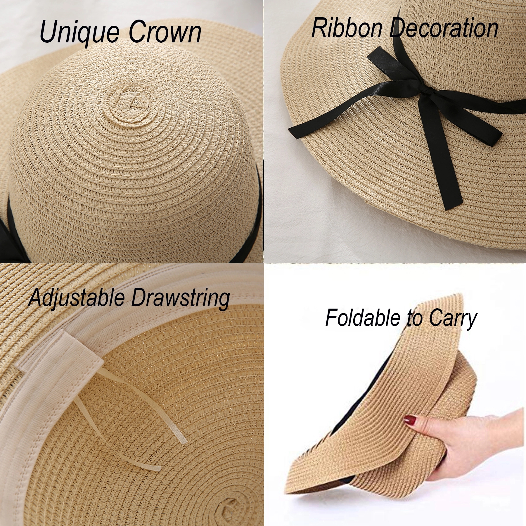 Bowknot Wide Brim Straw Hat 3