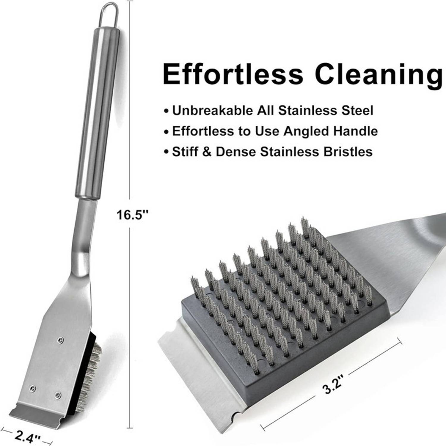Stainless Steel BBQ Grill Cleaning Brush w/ Scraper 5