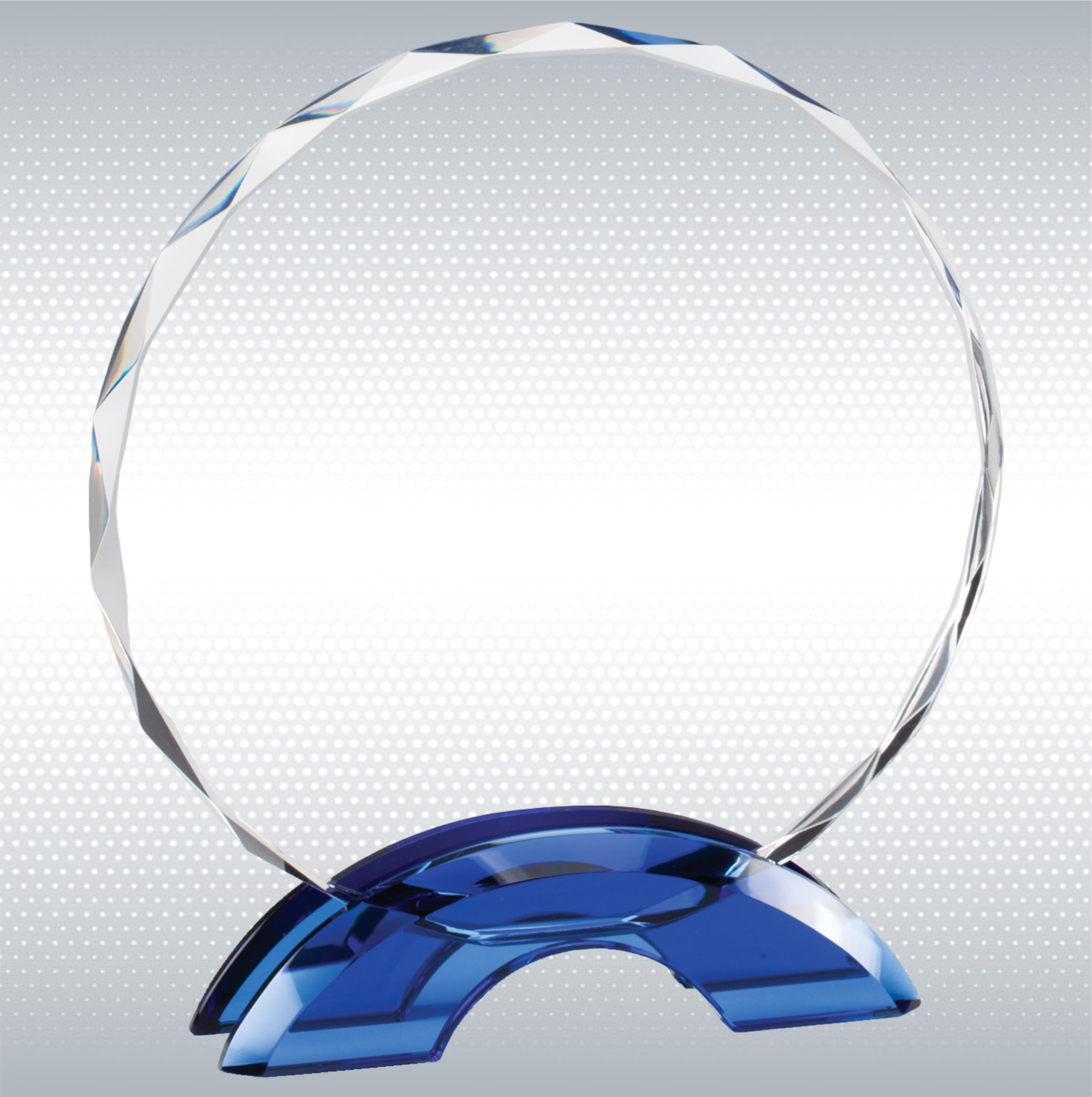6 3/4" Round Faceted Crystal Plaque On Blue Base 5