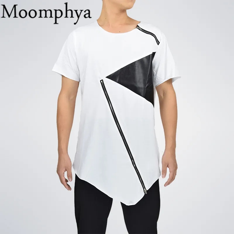 Custom Cut and Sew Leather Patch Scoop Tee 1